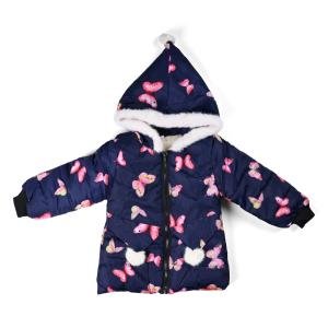 جاكت شتوي بطبعة الفراشات مع غطاء للرأس