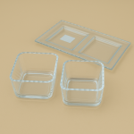 صينية زجاجية مع 2 وعاء زجاجي