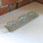 صينية زجاجية مع 3 أوعية زجاجية (مطلية باللون الذهبي)