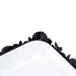 صينية تقديم مستطيلة من المعدن والزجاج – أسود