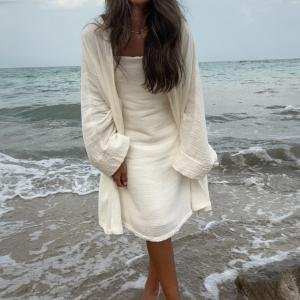 فستان صيفي بدون أكمام مع كوفر أب واسع