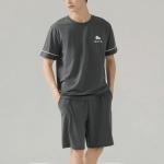 طقم شورت قطني بطباعة الغيوم مطاطي خفيف بمقاسات كبيرة