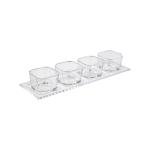 صينية زجاجية مع 4 أوعية زجاجية