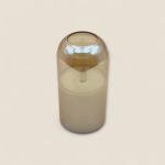 حامل شمعة زجاجي بسيط مع شمعة كريمية