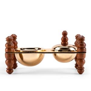 مبخرة هندية فاخرة بقاعدة خشبية