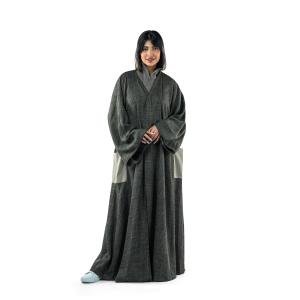 عباية مفتوحة بنسيج مميز مع جيوب