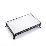 صينية تقديم مستطيلة من البورسلين بأرجل مزخرفة