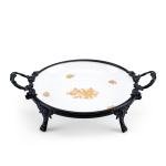 Elegant Round Decorative Serving Tray with Handles