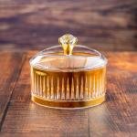 وعاء حلوى فاخر من الأكريليك بتصميم ماسي ومقبض غطاء يشبه الكريستال