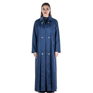 معطف طويل كبير الحجم مع جيوب جانبية