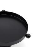 صينية تقديم بقاعدة معدنية مع مقابض زخرفية كروية