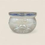 وعاء زجاجي شفاف مع فاصل أزرق