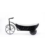Deep Porcelain Fruit Tray in Cart Shape with Matte Black Iron Base