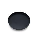 صينية تقديم معدنية دائرية بحواف مرتفعة وأقدام كروية صغيرة