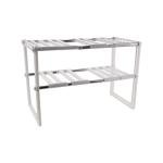 رف تخزين قابل للتعديل بطبقتين تحت الحوض - منظم موفر للمساحة للمطبخ والحمام