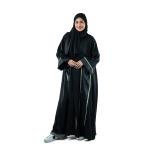 عباية كلاسيكية مطرزة بحافة من الدانتيل مع شال