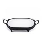 صينية التقديم البيضاوية ذات القاعدة الحديدية باللون الأسود المطفي