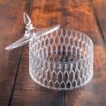 طبق حلوى كريستالي فاخر بغطاء آمن مزخرف