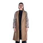 معطف طويل نسائي ذو لونين مع حزام