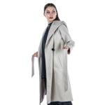 معطف نسائي بغطاء للرأس بكتف منسدل وحزام