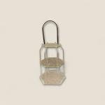 ستاند تقديم بثلاث طبقات من الأكريليك مع رقائق ذهبية