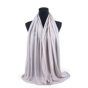 شال قطن وشيفون بحواف مخيطة – أسمر فاتح