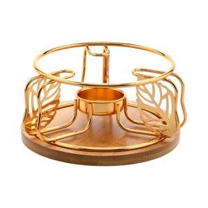 حامل شموع أوراق ذهبية أنيق