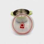 وعاء تخزين من الستانلس ستيل بحواف ملونة مع غطاء ومقابض سهلة الإمساك