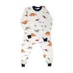 طقم بلوزة بأكمام طويلة وبنطلون بطبعة الديناصورات للأولاد