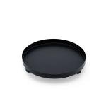 صينية تقديم معدنية دائرية بحواف مرتفعة وأقدام كروية صغيرة