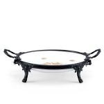 Elegant Round Decorative Serving Tray with Handles