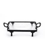 صينية تقديم الحلوى الكريستالية بقاعدة مزخرفة ومقابض