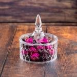 وعاء حلوى كريستالي أنيق مع غطاء مزخرف محكم الإغلاق