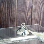 صينية تقديم فاخرة بغطاء فضي على شكل قبة مع مقبض حلقة