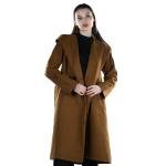 معطف بغطاء للرأس بكتف منسدل وحزام