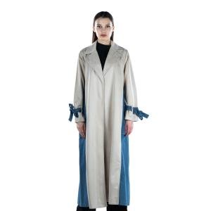 ترنش كوت طويل مع قماش الدينم