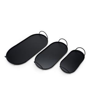 صواني تقديم معدنية بيضاوية بمقابض حبال ملفوفة