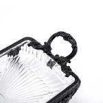 صينية تقديم الحلوى الكريستالية بقاعدة مزخرفة ومقابض