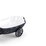 Deep Porcelain Fruit Tray in Cart Shape with Matte Black Iron Base