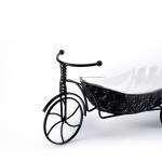 Deep Porcelain Fruit Tray in Cart Shape with Matte Black Iron Base