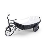 Deep Porcelain Fruit Tray in Cart Shape with Matte Black Iron Base