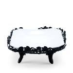 صينية تقديم مربعة من المعدن والزجاج – أسود