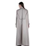 معطف طويل ناعم مزين بشرائط سوداء