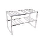 رف تخزين قابل للتعديل بطبقتين تحت الحوض - منظم موفر للمساحة للمطبخ والحمام