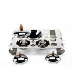 صينية تقديم التمور الهندية الفاخرة المقطوعة بالليزر - فضي