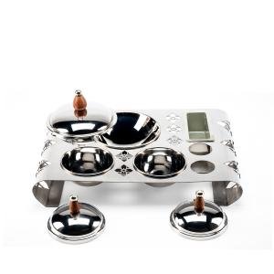 صينية تقديم التمور الهندية الفاخرة المقطوعة بالليزر - فضي