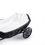Deep Porcelain Fruit Tray in Cart Shape with Matte Black Iron Base