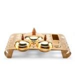 صينية تقديم التمر الهندية الفاخرة المزخرفة بالليزر - ذهبي