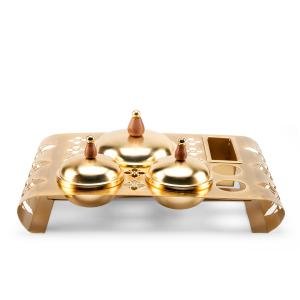 صينية تقديم التمر الهندية الفاخرة المزخرفة بالليزر - ذهبي