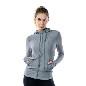 جاكيت نسائي مع سحاب كامل وفتحات للإبهام